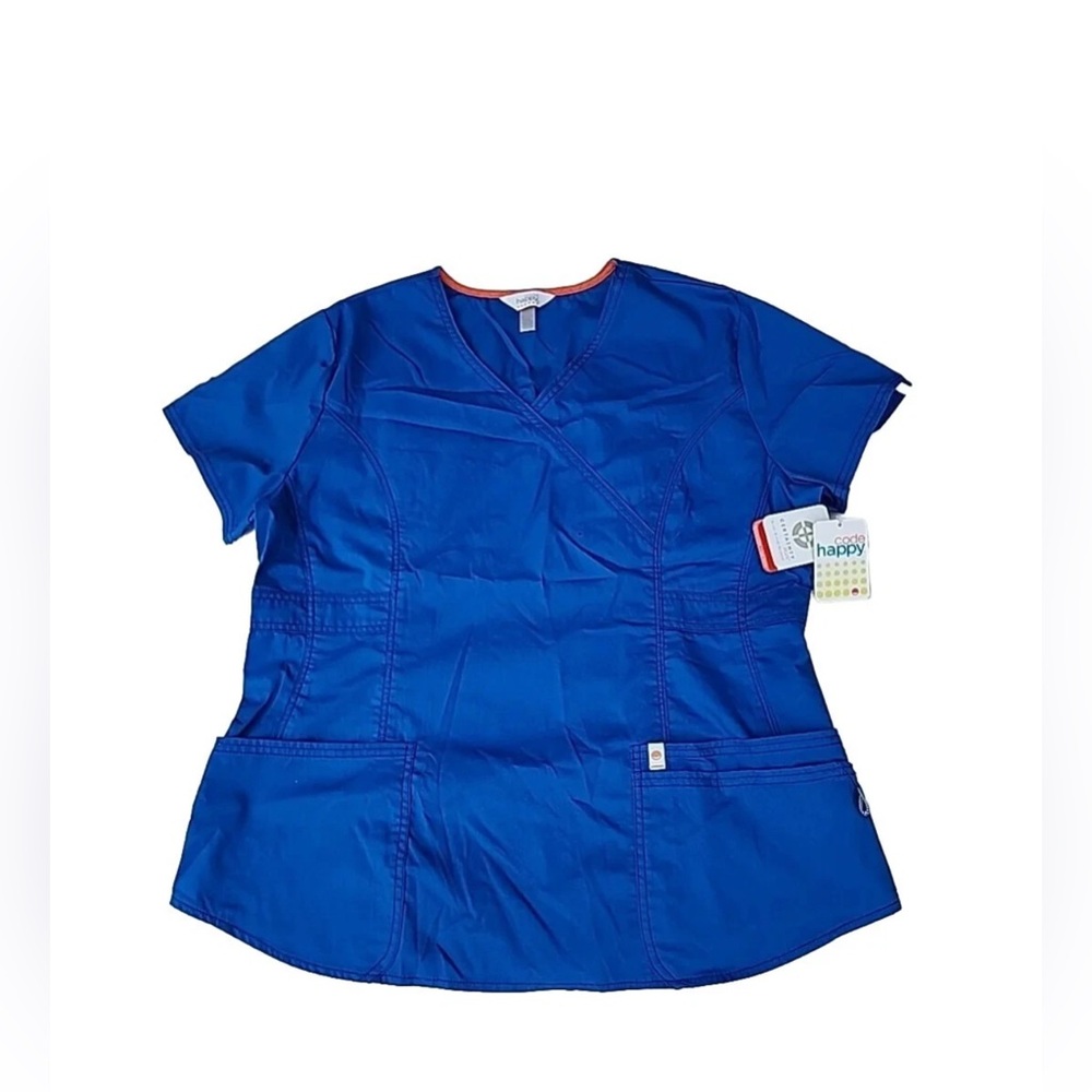 Code Happy Nanotex Certainty Plus Antimicrobial Royal Blue Scrub Top Womens